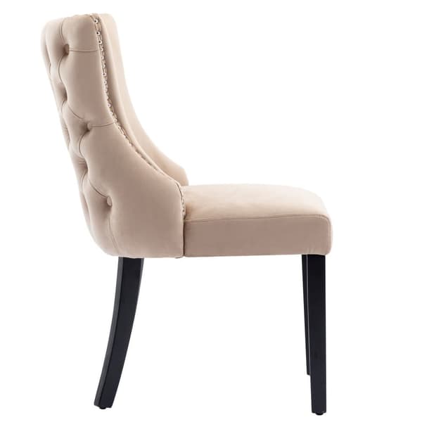 6 samettisen gondolituolin setti - Massiivipuiset jalat - Beige