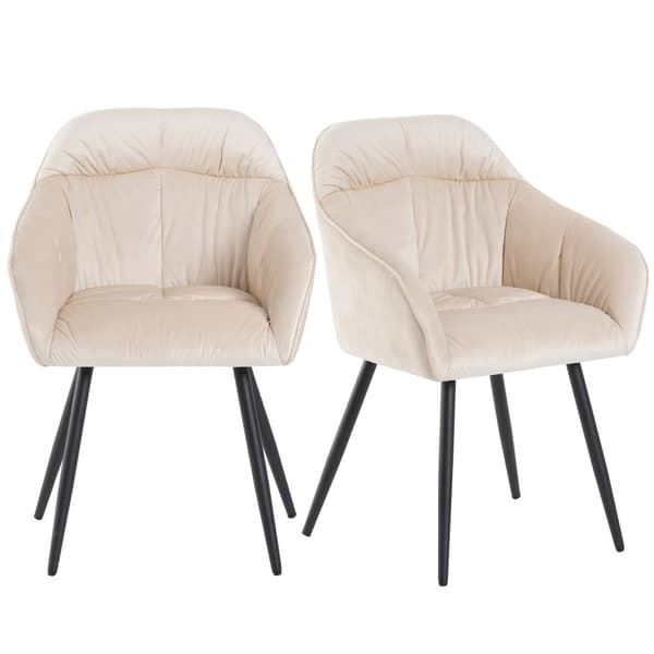 2 samettituolin sarja käsinojilla - säädettävät jalat - beige