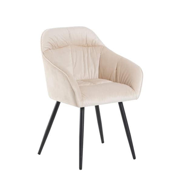2 samettituolin sarja käsinojilla - säädettävät jalat - beige