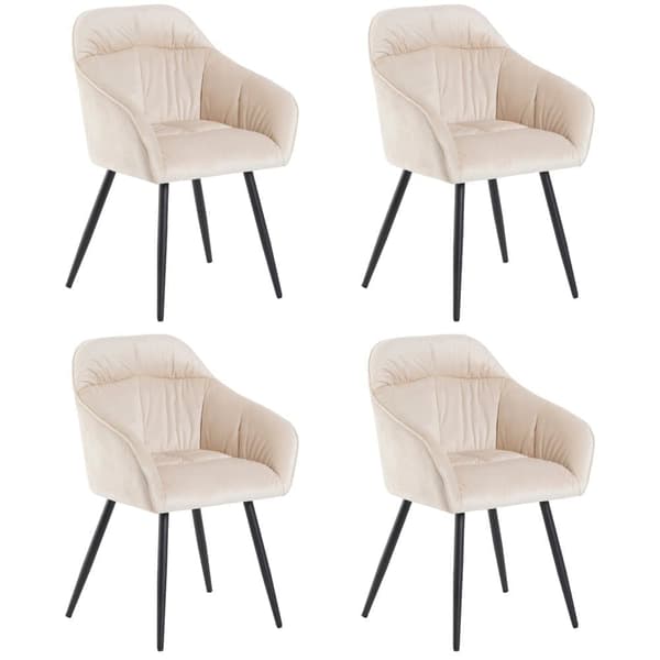 4 samettituolin sarja käsinojilla - säädettävät jalat - beige
