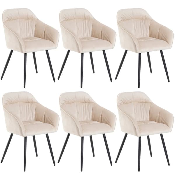 6 samettituolin sarja käsinojilla - säädettävät jalat - beige