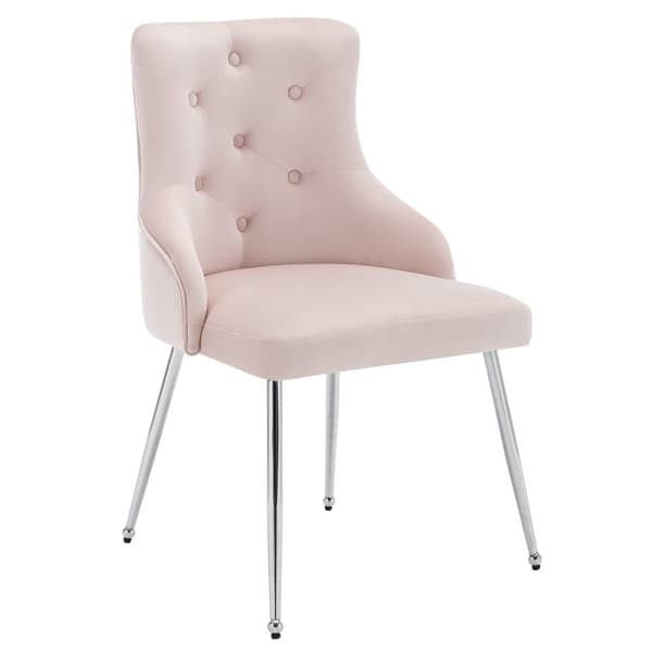 Set om 2 sammetsklädda stolar med kuddar - Rosa