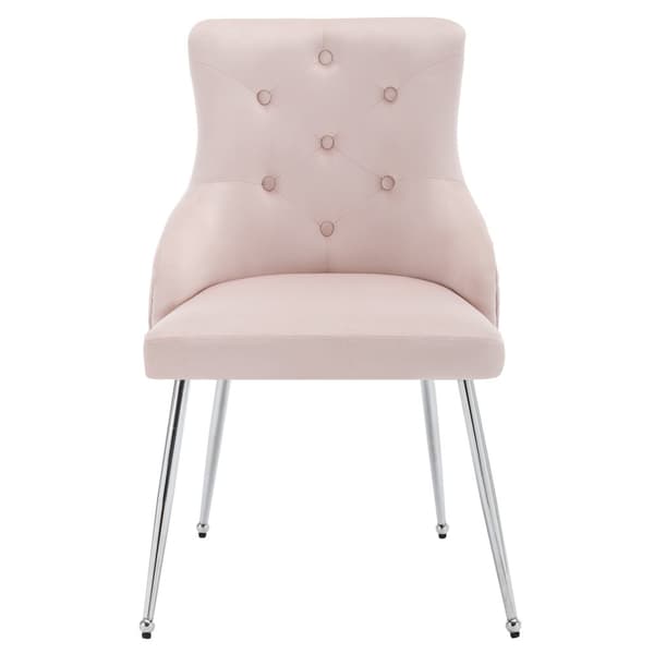Sæt med 4 fløjlspolstrede stole med hynder - Pink