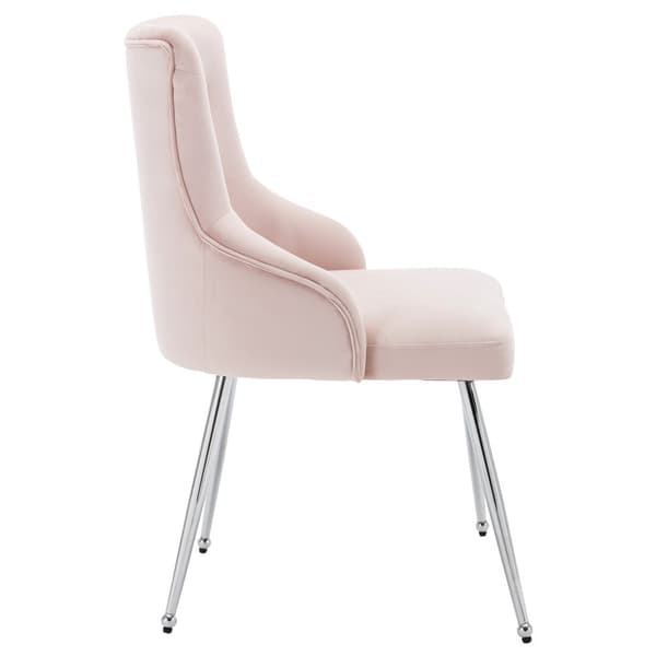 Sæt med 4 fløjlspolstrede stole med hynder - Pink
