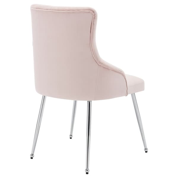 Sæt med 4 fløjlspolstrede stole med hynder - Pink