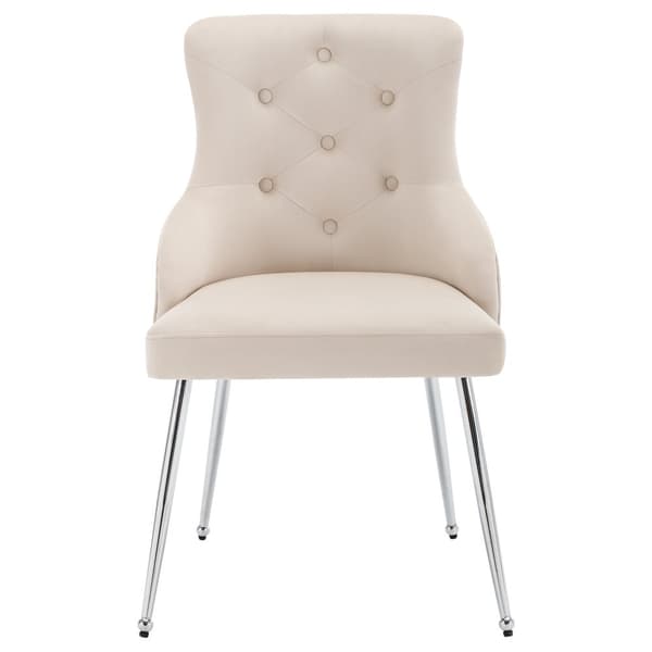 Set om 2 sammetsklädda stolar med kuddar - Beige