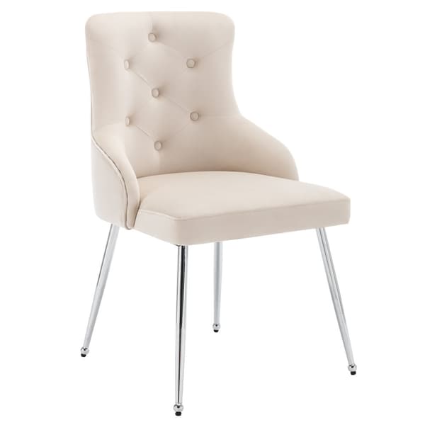 Set om 2 sammetsklädda stolar med kuddar - Beige