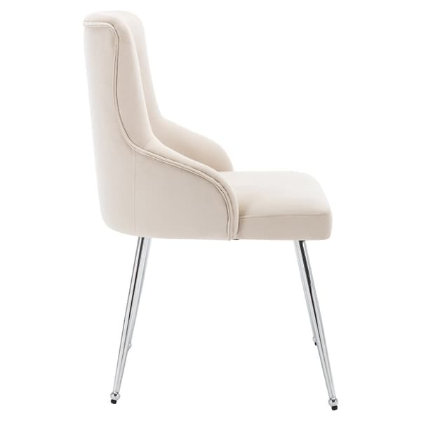 Set om 2 sammetsklädda stolar med kuddar - Beige