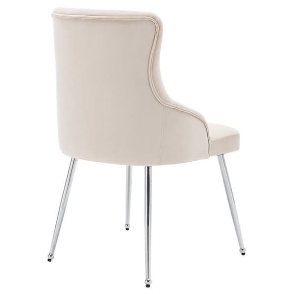 Set om 2 sammetsklädda stolar med kuddar - Beige