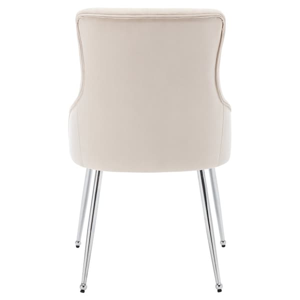 Set om 2 sammetsklädda stolar med kuddar - Beige