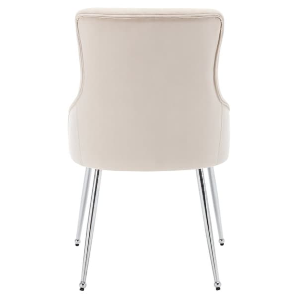 Set om 2 sammetsklädda stolar med kuddar - Beige