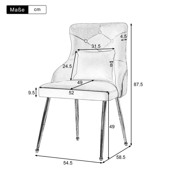 Set om 2 sammetsklädda stolar med kuddar - Beige