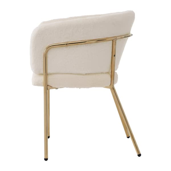 1 fåtölj för matsal, vardagsrum eller sovrum - tillverkad av imiterat kanindun - med 4 guldfärgade metallben - Beige