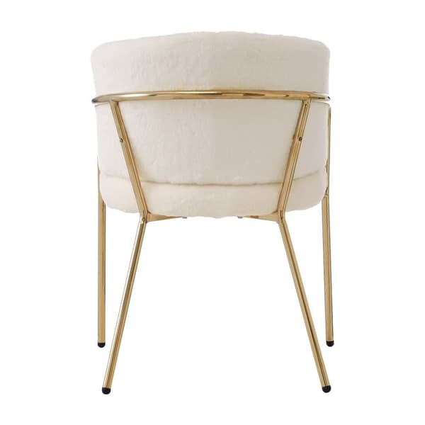 1 fåtölj för matsal, vardagsrum eller sovrum - tillverkad av imiterat kanindun - med 4 guldfärgade metallben - Beige