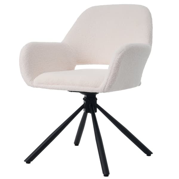 Set med 2 snurrfåtöljer med armstöd - tillverkade av frotté sherpa - modern stil - vit
