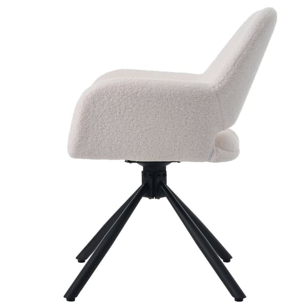 Set med 2 snurrfåtöljer med armstöd - tillverkade av frotté sherpa - modern stil - vit