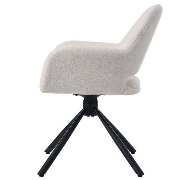 Set med 2 snurrfåtöljer med armstöd - tillverkade av frotté sherpa - modern stil - vit