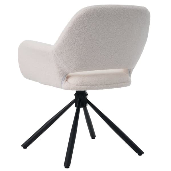 Set med 2 snurrfåtöljer med armstöd - tillverkade av frotté sherpa - modern stil - vit