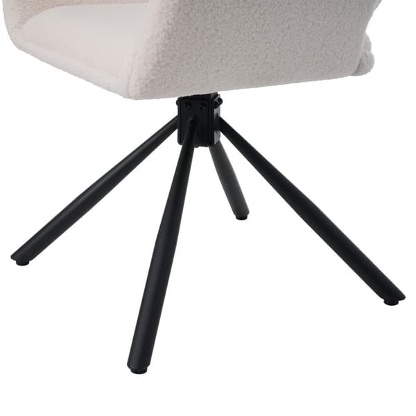 Set med 2 snurrfåtöljer med armstöd - tillverkade av frotté sherpa - modern stil - vit