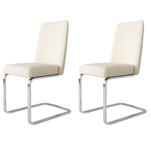 Set om 2 sammetskragstolar - Ryggstöd med diamantmönster - Silverfärgad metallram - Beige