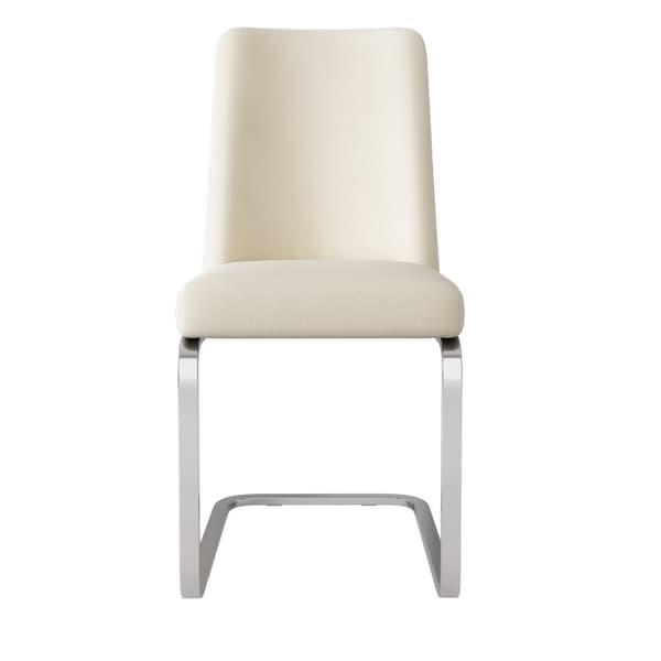 Set om 2 sammetskragstolar - Ryggstöd med diamantmönster - Silverfärgad metallram - Beige