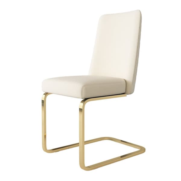 Set med 2 sammetskragstolar - Ryggstöd med diamantmönster - Guldfärgad metallram - Beige