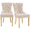 Miniatyrbild 3 av 9: Set med 2 sammetstolar med metallben - Beige