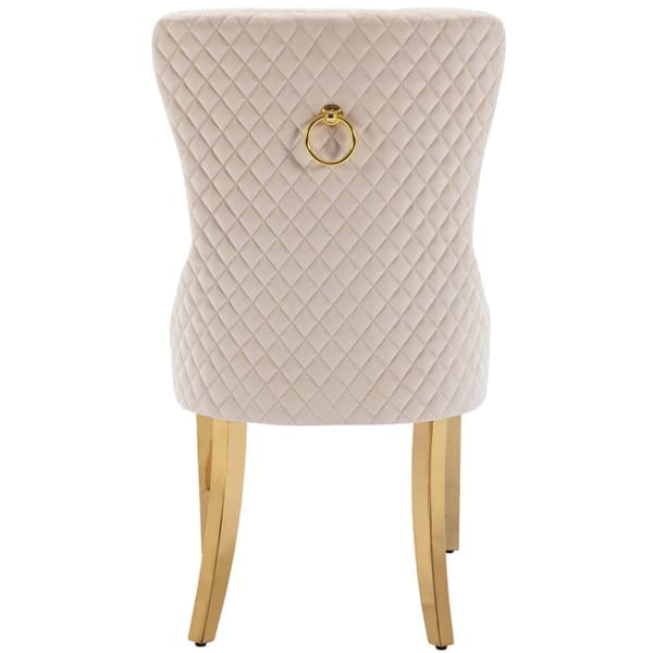 Sæt med 4 fløjlsstole med metalben - Beige