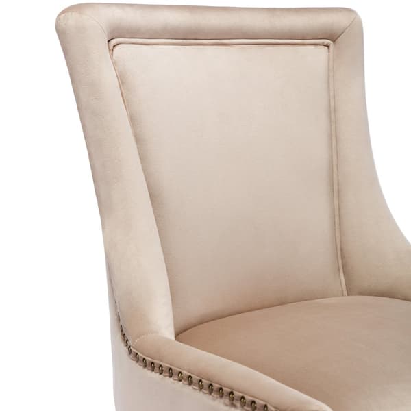 Sæt med 2 fløjlsstole - med ben i massivt træ - Beige