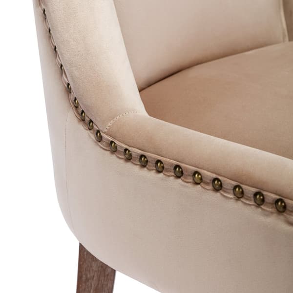 6 samettituolin sarja - massiivipuisilla jaloilla - beige