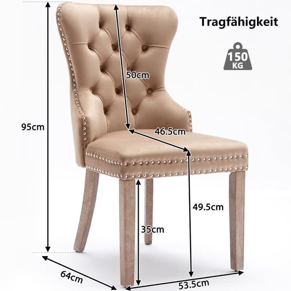 Set med 2 sammetsstolar - ben i massivt trä - naturfärgad finish