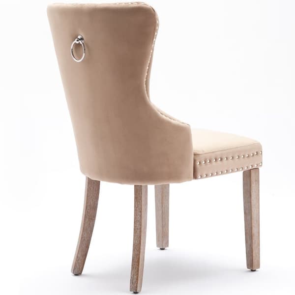 6 samettituolin sarja - Massiivipuiset jalat - Luonnollinen