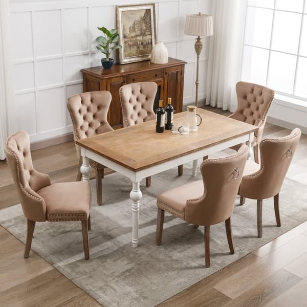 6 samettituolin sarja - Massiivipuiset jalat - Luonnollinen