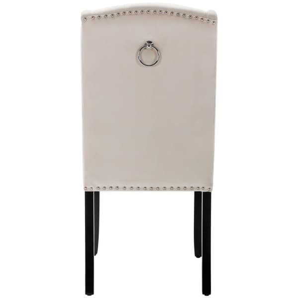 Set med 2 sammetstolar med ekben - dekorerade med nitar - Beige