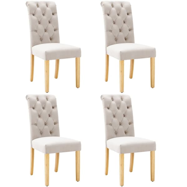 Set med 4 sammetsstolar med ekben - Brun