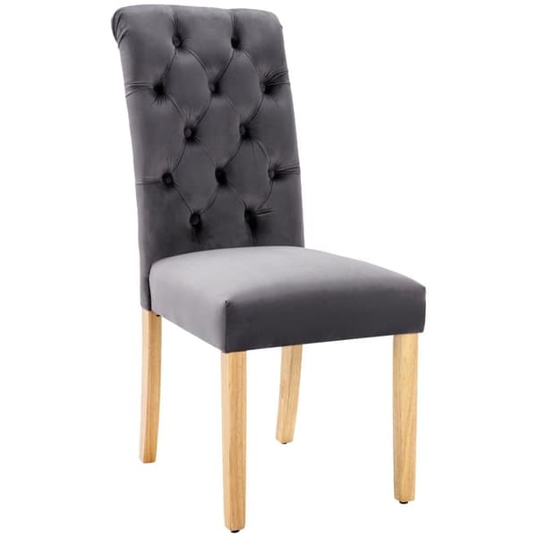 Set med 4 sammetstolar med ekben - grå