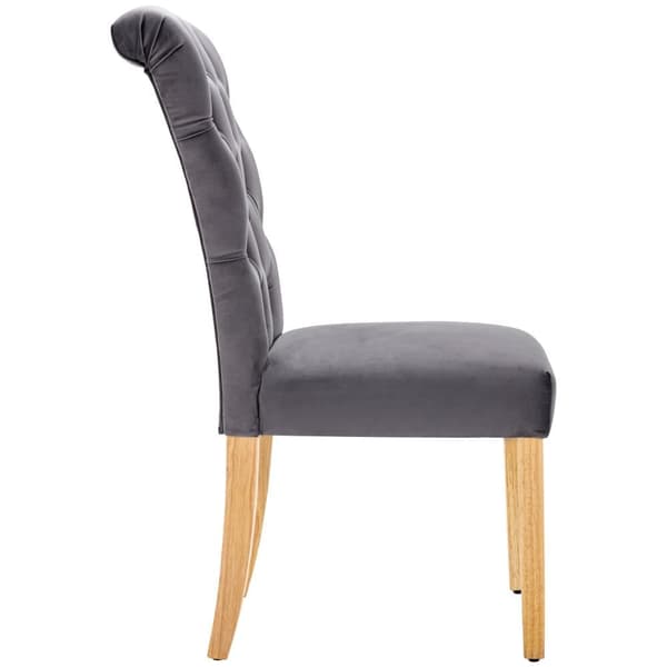 Set med 4 sammetstolar med ekben - grå