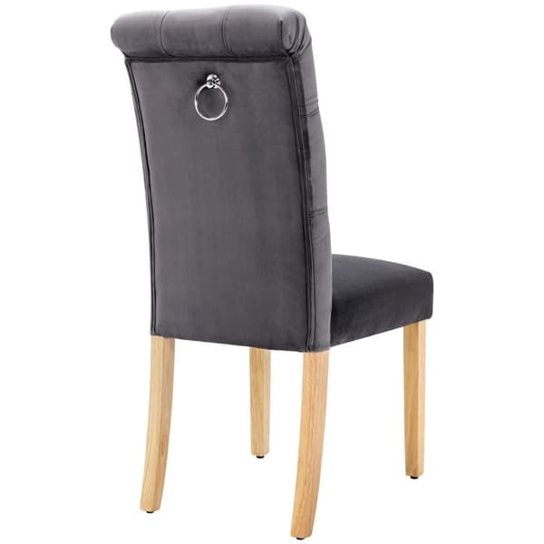 Set med 4 sammetstolar med ekben - grå