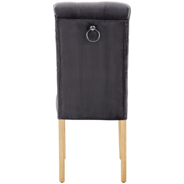 Set med 4 sammetstolar med ekben - grå
