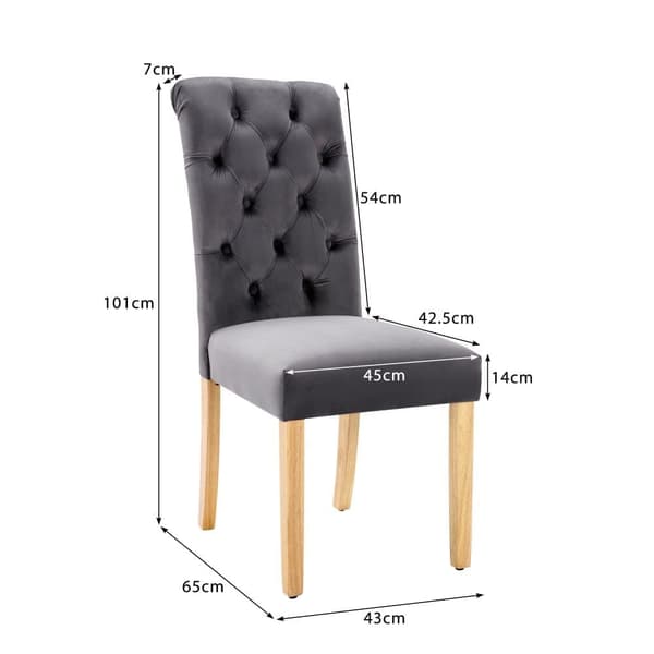 Set med 4 sammetstolar med ekben - grå