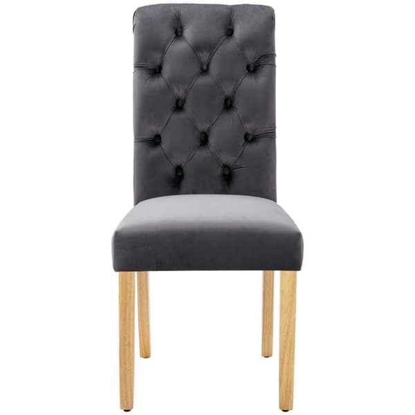 Set med 4 sammetstolar med ekben - grå
