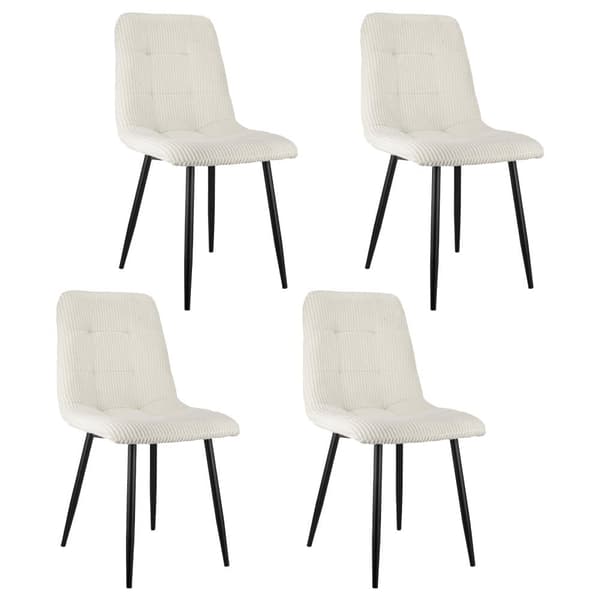 Sæt med 4 spisebordsstole - Metaltekstur - Fløjlsstof - Beige