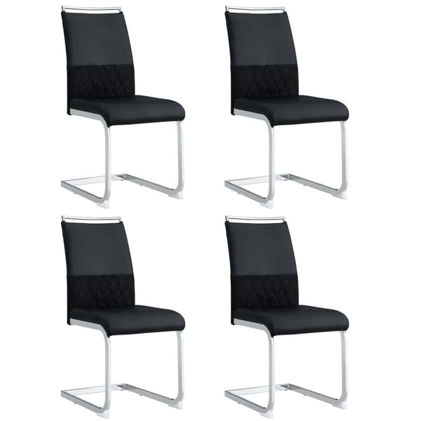 Set mit 4 Esszimmerstühlen – Kunstleder und Leinenrücken – Schwarz