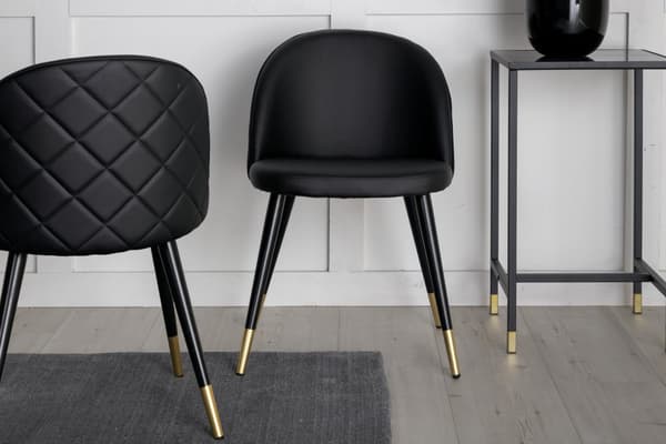 Matstol i sammet 2-pack, 48x50x77 cm, svart