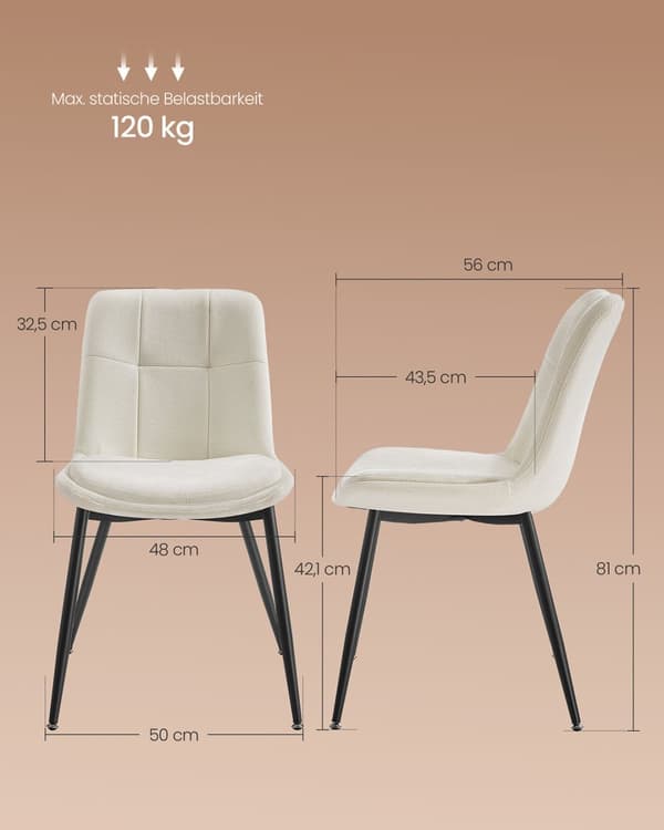 Matstol, VASAGLE KDC151G01, 56x50x81 cm, Krämvit