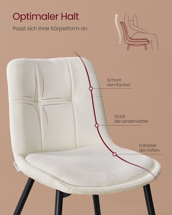 Matstol, VASAGLE KDC151G01, 56x50x81 cm, Krämvit