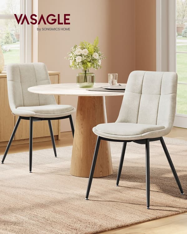 Matstol, VASAGLE KDC151G01, 56x50x81 cm, Krämvit