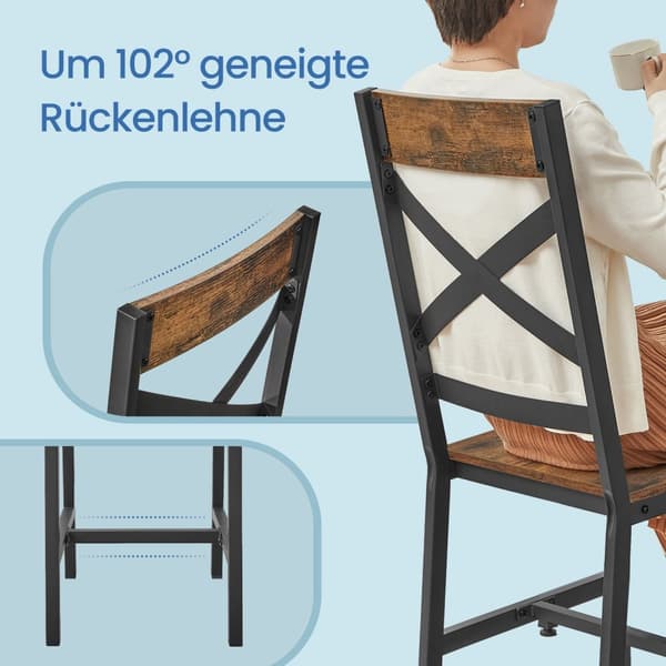 Spisestole, VASAGLE Sæt af 2, 43,4x43x95,5 cm, Brun