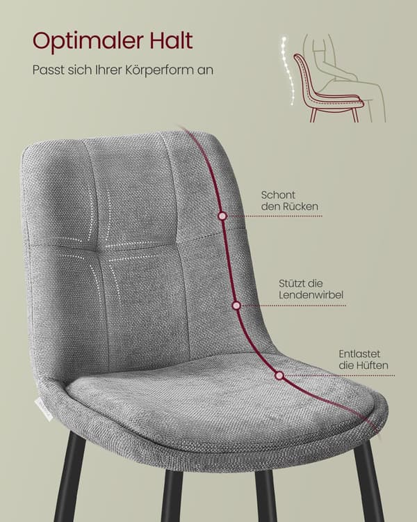 Ruokapöydän tuoli, VASAGLE KDC151G01, 56x50x81 cm, Pigeon Grey