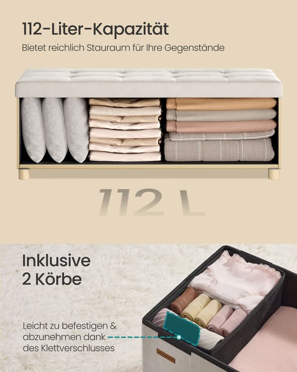 Säilytyspenkki, SONGMICS LSF0518W02, 38x110x40 cm, Beige